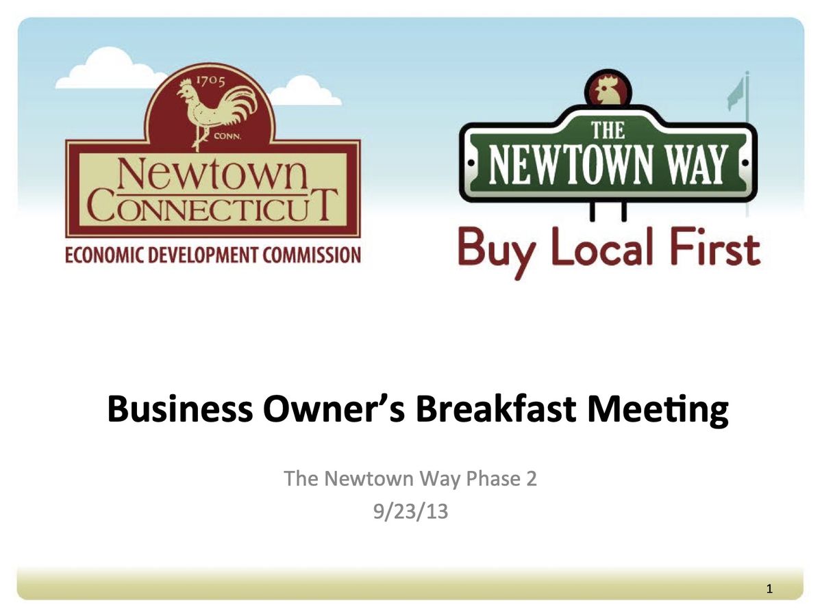 The Newtown Way breakfast presentation — cover