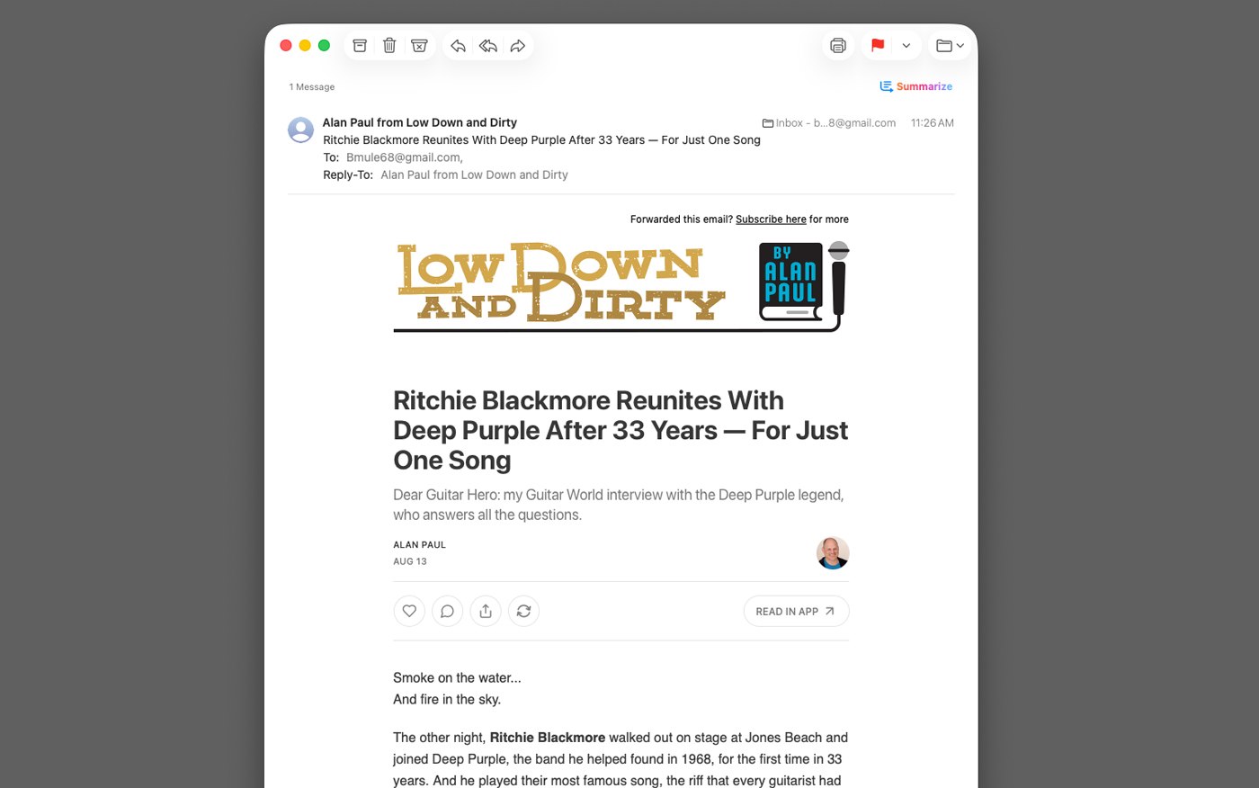 Low Down and Dirty — email newsletter