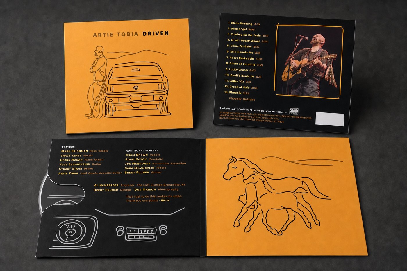 Artie Tobia — Driven CD packaging, studio shot