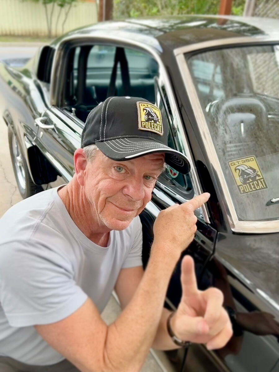 Chris Layton with the finished mark on the windshield